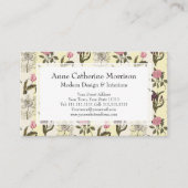 Old English Garden Vintage Yellow Stripes Floral Business Card (Front)