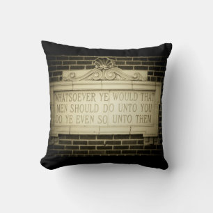 Old English Golden Rule on Brick Throw Pillow