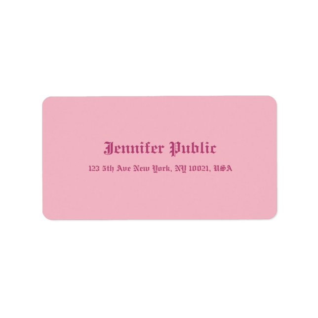 Old English Hand Script Text Elegant Pink Template Label (Front)