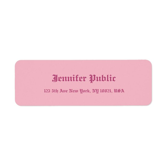 Old English Hand Script Text Elegant Pink Template Label (Front)