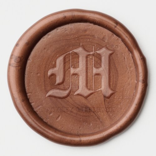 Old English Monogram Bride  Groom Copper Wedding  Wax Seal Sticker