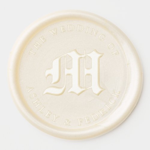 Old English Monogram Bride Groom White Wedding  Wax Seal Sticker