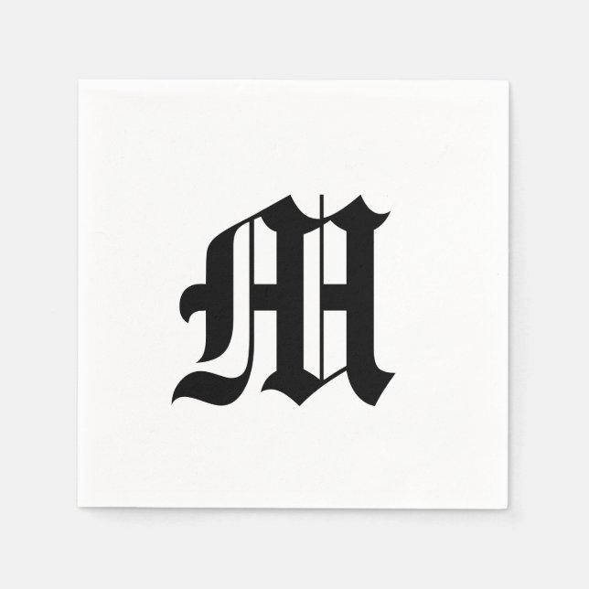 Old English Monogram Initial  Napkins (Front)