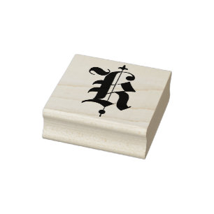 Old English Monogram Vintage initial letter K Rubber Stamp