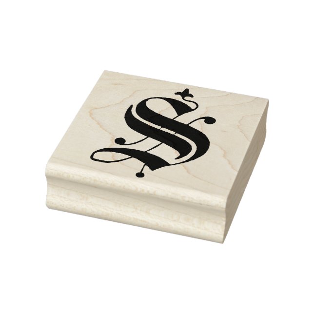 Old English Monogram Vintage  Letter S Rubber Stamp (Stamp)