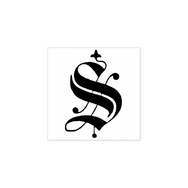 Old English Monogram Vintage  Letter S Rubber Stamp (Imprint)