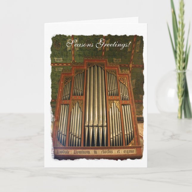 Old English organ Christmas card (Front)
