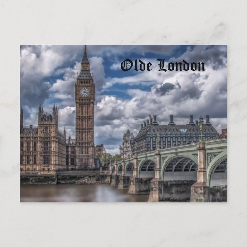 Old English Parliament and London Bridge Print Postcard