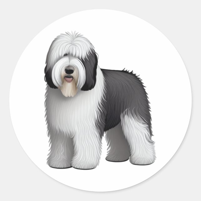 Old English Sheepdog  10 Classic Round Sticker (Front)