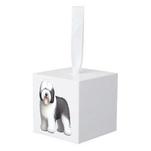 Old English Sheepdog  10 Cube Ornament