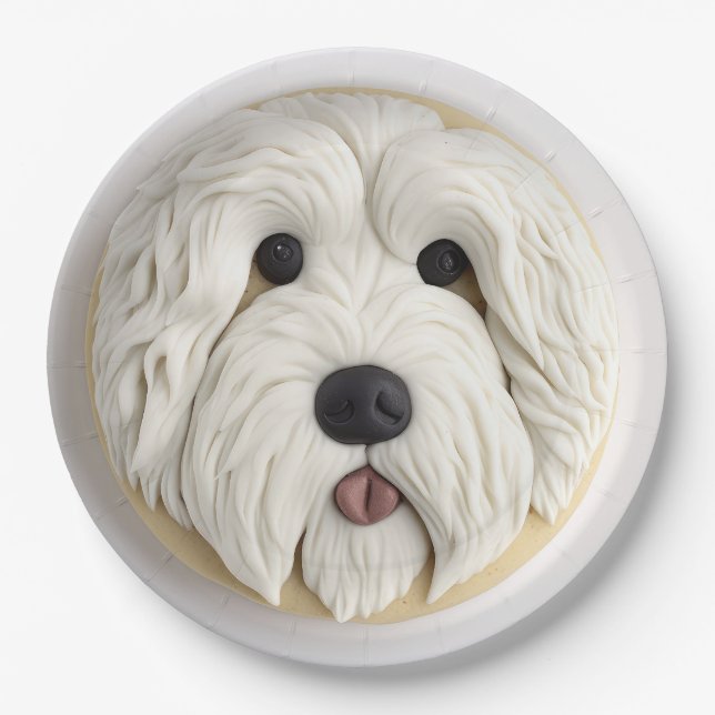 Old English Sheepdog 3D Inspired Paper Plates (Front)