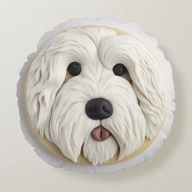 Old English Sheepdog 3D Inspired Round Pillow (Front)