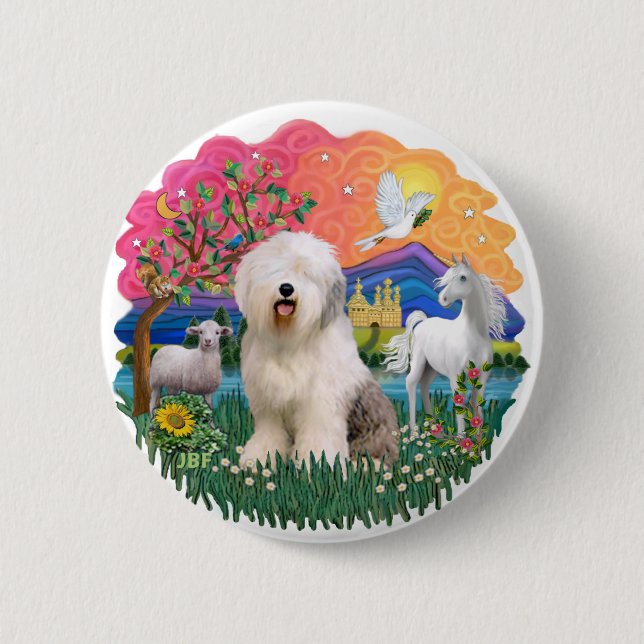Old English Sheepdog #6 Button (Front)