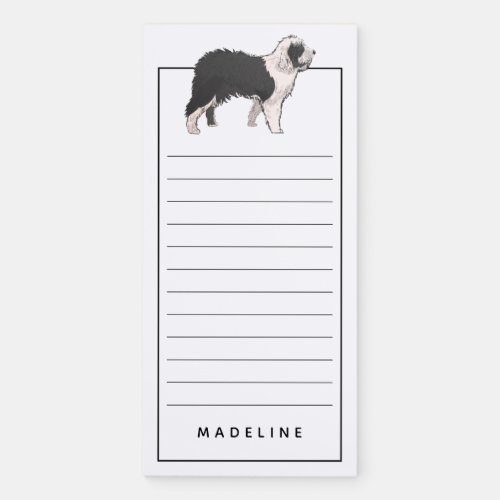 Old English Sheepdog  Add Your Name Magnetic Notepad