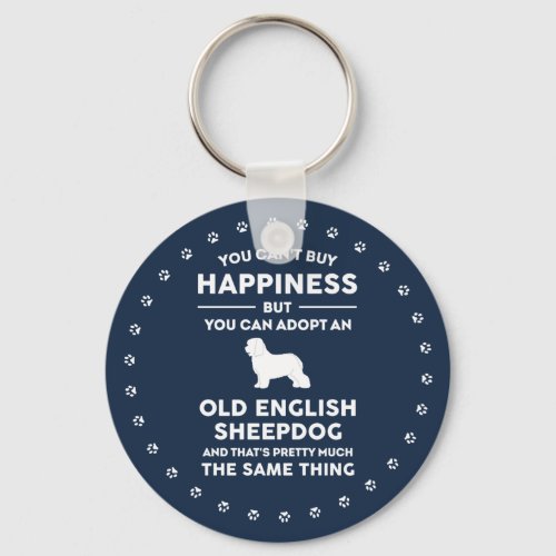 Old English Sheepdog Adoption Happiness Keychain