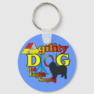 Old English Sheepdog Agility Shirts Gifts Keychain