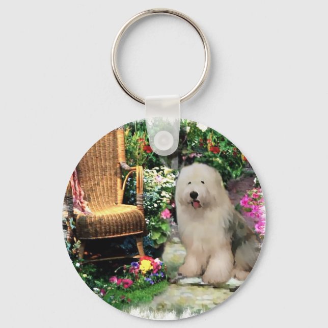 Old English Sheepdog Art Gifts Keychain (Front)