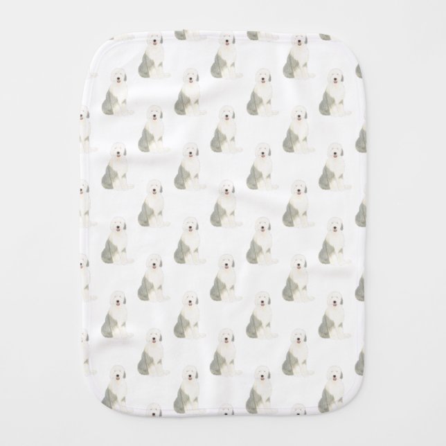 Old English Sheepdog Baby Burp Cloth (Front)