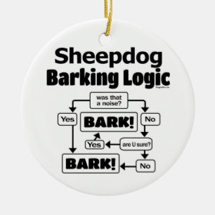 Old English Sheepdog Barking Logic Ceramic Ornament