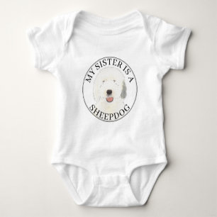 Old English Sheepdog Big Sister Baby Bodysuit