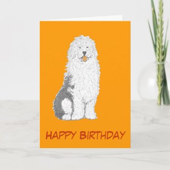 Old English Sheepdog Birthday Cards  Add Text Card by artistjandavies at Zazzle