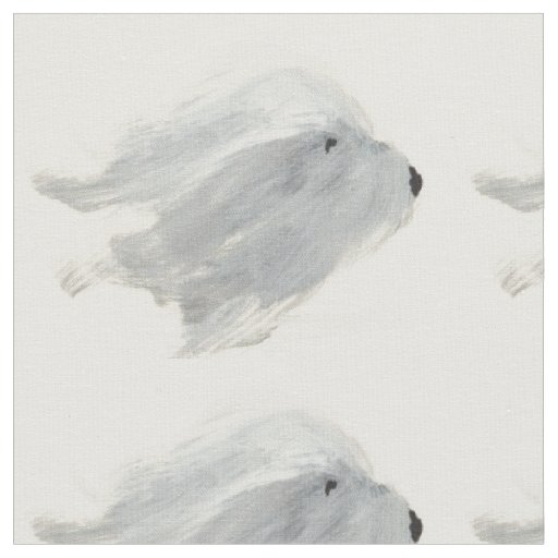 Old English Sheepdog Blowin' in the Wind Fabric