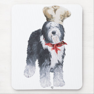 Old English Sheepdog Chef of Love Mouse Pad