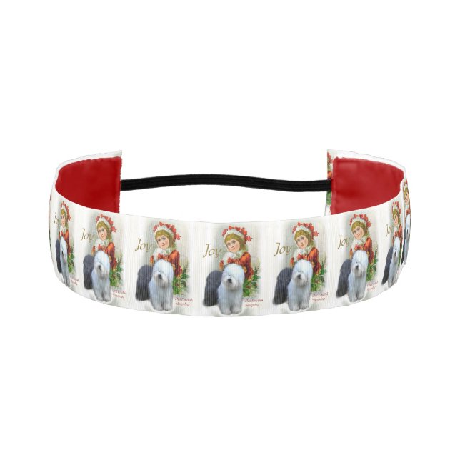 Old English Sheepdog Christmas  Athletic Headband (Front)
