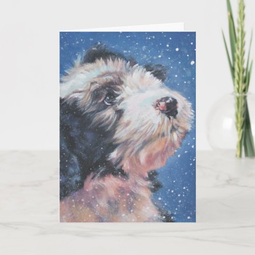 Old English Sheepdog Christmas Card