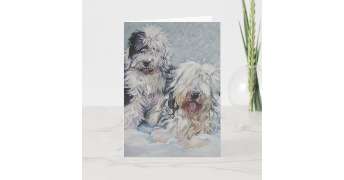 old english sheepdog Christmas Card | Zazzle