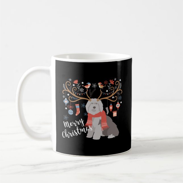 Old English Sheepdog Christmas Coffee Mug (Left)
