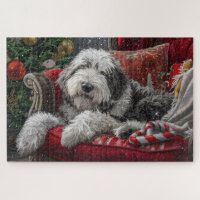 Old English Sheepdog Christmas Festive