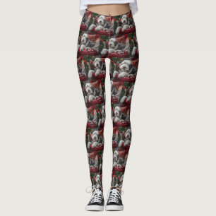 Old English Sheepdog Christmas Festive Leggings