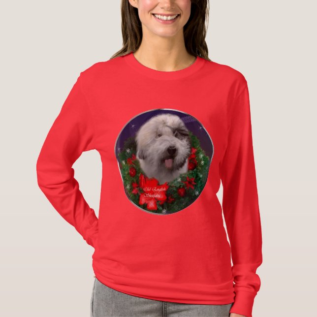 Old English Sheepdog Christmas Gifts T-Shirt (Front)