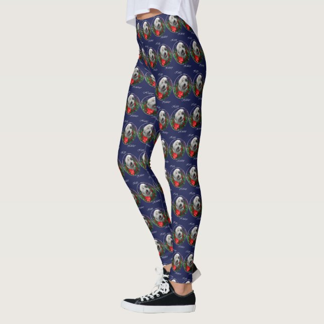 Old English Sheepdog Christmas  Leggings (Left)