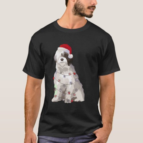Old English Sheepdog Christmas Lights Xmas Dog Lov T_Shirt