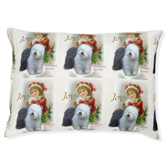 Old English Sheepdog Christmas Pet Bed (Front)