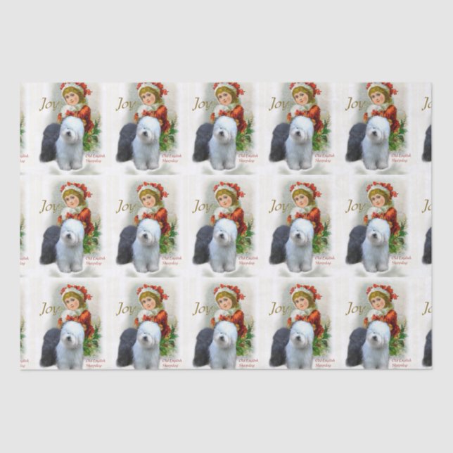 Old English Sheepdog Christmas Tissue Paper (Front)