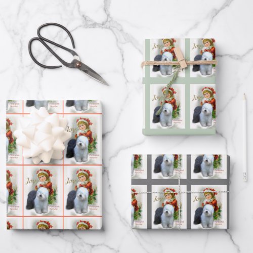 Old English Sheepdog Christmas  Wrapping Paper Sheets