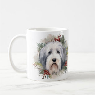 Old English Sheepdog Christmas Wreath Festive Pup Coffee Mug