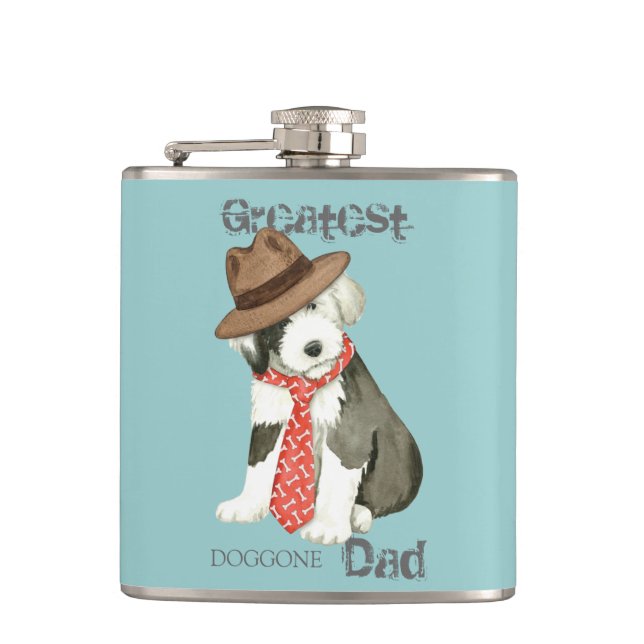 Old English Sheepdog Dad Flask (Front)