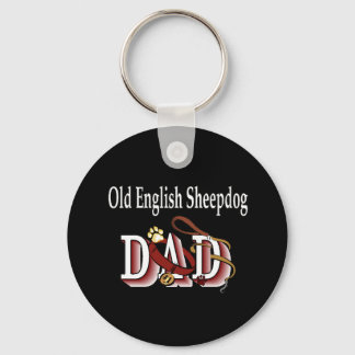 old english SHEEPDOG dad Keychain