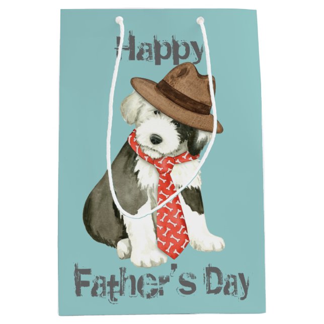 Old English Sheepdog Dad Medium Gift Bag (Front)