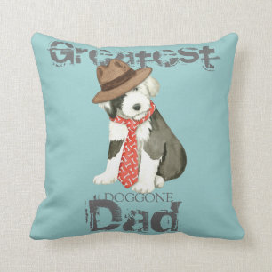 Old English Sheepdog Dad Throw Pillow