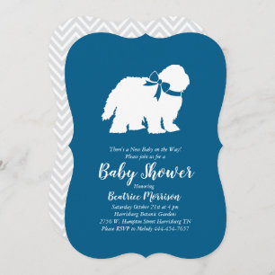 Old English Sheepdog Dog Baby Shower Boy Blue Invitation