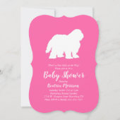 Old English Sheepdog Dog Baby Shower Girl Pink Invitation (Front)