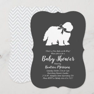 Old English Sheepdog Dog Baby Shower Neutral Invitation