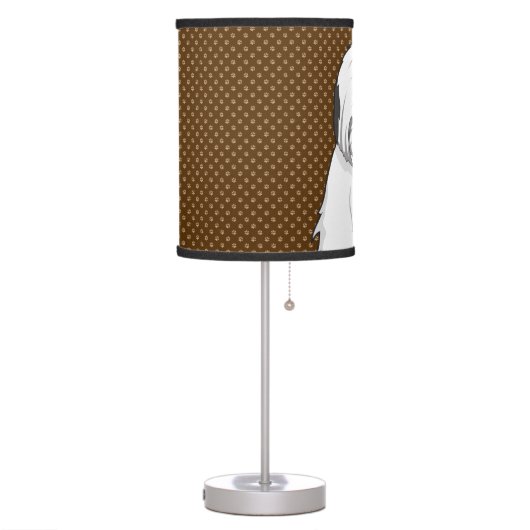 Old English Sheepdog Dog Cartoon Paws Table Lamp (Left)