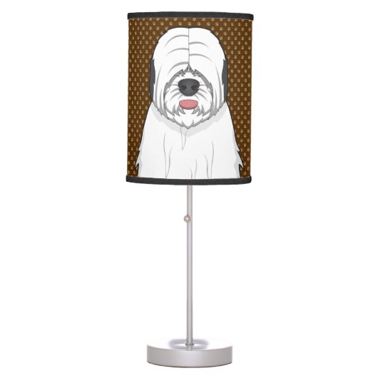 Old English Sheepdog Dog Cartoon Paws Table Lamp (Front)