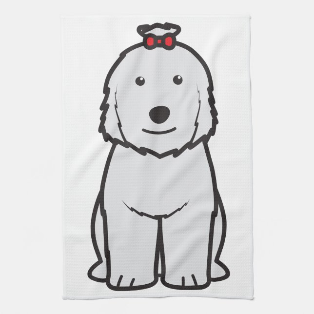 Old English Sheepdog Dog Cartoon Towel (Vertical)
